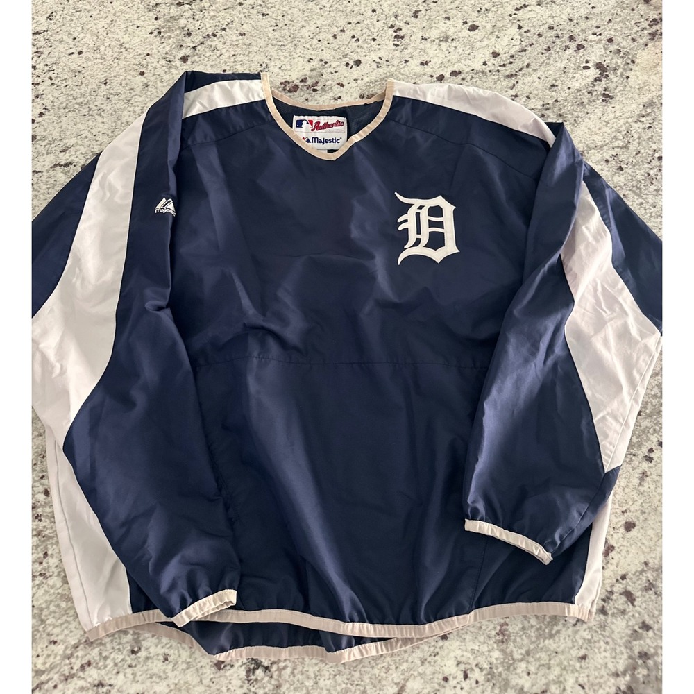 Detroit Tigers Majestic brand baseball windbreaker jacket MLB Vintage L Large